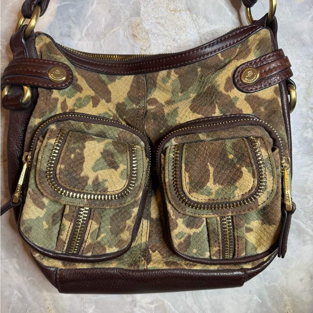 B.Makowsky camouflage leather bag